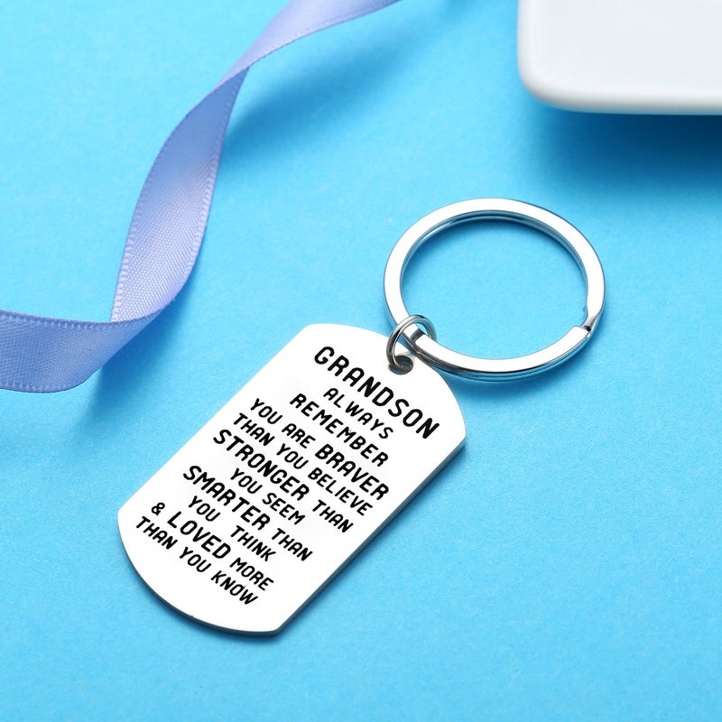 Nimteve Grandson Keychain Inspirational Gifts for Grandson from Grandmother Grandparents Powerful Message Key Tag Key Chains - Image 2